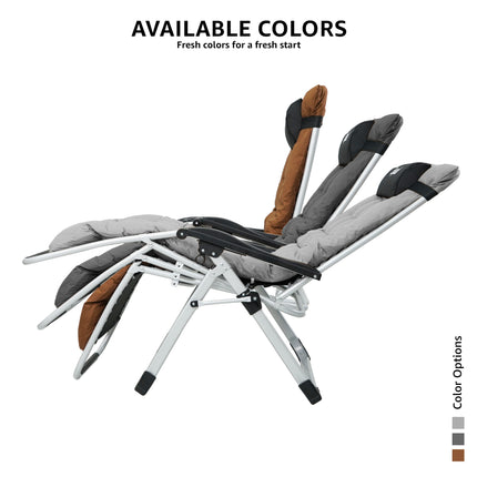 Equal Mild Steel Zero Gravity Reclining Lounge and Folding Recliner Chair (Coffee Brown)