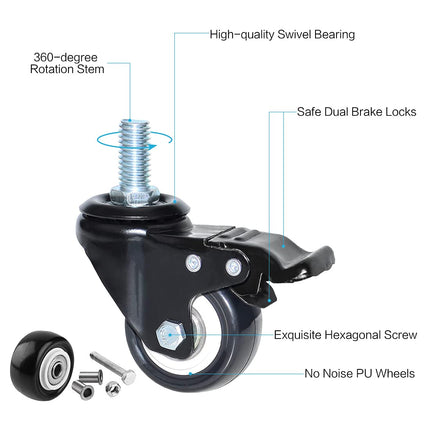 Equal 2 Inch Furniture Caster Wheels For Home/Office & Cabinets (Pack Of 4)