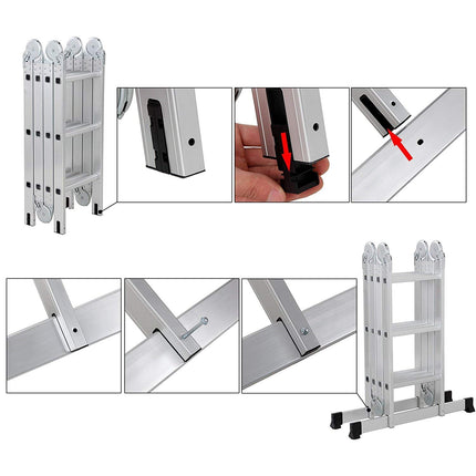 Equal 15 FT. Folding Ladder, 7-in-1 Multi Purpose Extension Aluminum Ladder