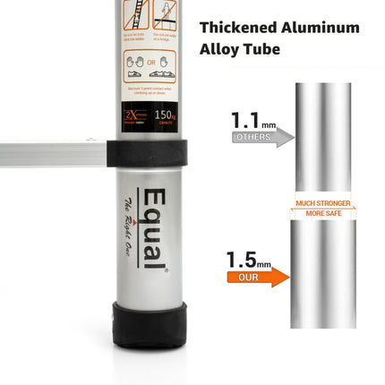 Equal 16.5 FT. Aluminium Foldable & Extended Telescopic Ladder with Finger Protect Technology