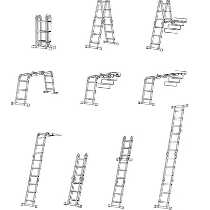 Equal 15 FT. Folding Ladder, 7-in-1 Multi Purpose Extension Aluminum Ladder