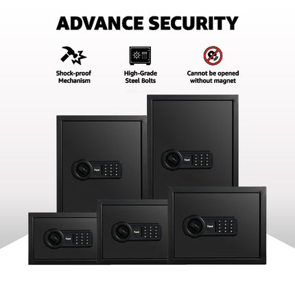 Equal 12L SecureLite Digital Safe Locker with Pincode Access and Emergency Key - Black