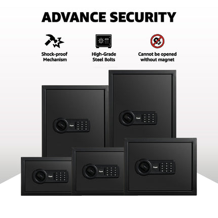 Equal 55L SecureLite Digital Safe Locker with Pincode Access and Emergency Key - Black