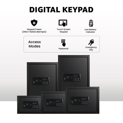 Equal 20L SecureX Digital Safe Locker with Pincode Access and Emergency Key - Grey