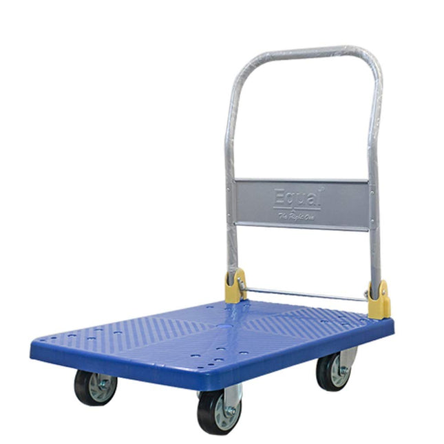 Equal 300kg Capacity Plastic Foldable Platform Trolley for Heavy Weight/Material Handling (Blue)